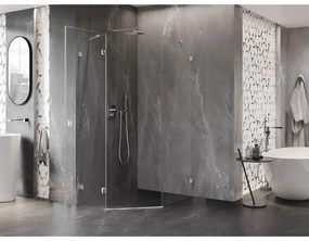 Mexen Lunar, päťuholníkový sprchový kút s ľavým sklonom 80 x 100 cm, 8mm číre sklo, chrómový profil, 831-080L-100P-01-00-L