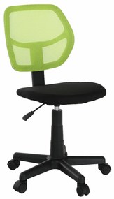 Detská otočná stolička na kolieskach MESH – plast, bez podrúčok, zelená / čierna