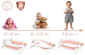Skladacia detská vanička s vložkou Ricokids RK-286 biela a ružová