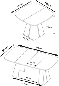 Dizajnový rozkladací jedálenský stôl SUDE 100/180 - 120/200 cm Veľkosť stola: 100 - 180 cm