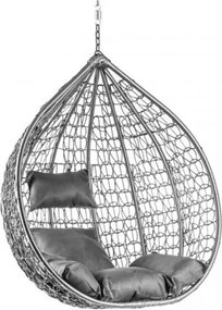 Sivé závesné kreslo KOKON bez stojana, sivý vankúš