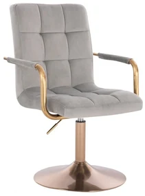 LuxuryForm DESIGN Stolička VERONA GOLD VELUR na zlatom tanieri - svetlo šedá