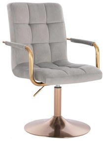 LuxuryForm DESIGN Stolička VERONA GOLD VELUR na zlatom tanieri - svetlo šedá