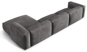 Sivá zamatová modulárna rohová pohovka (pravý roh/s leňoškou) Martina – Micadoni