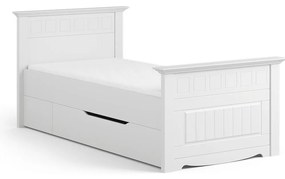 PROXIMA.store - Masívna rustikálna posteľ + zásuvka - BELLUNO ELEGANTE ROZMER: pre matrac 90 x 200 cm, FARBA: biela