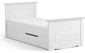 PROXIMA.store - Masívna rustikálna posteľ + zásuvka - BELLUNO ELEGANTE ROZMER: pre matrac 160 x 200 cm, FARBA: biela