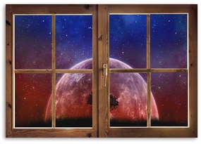 Gario Obraz na plátne Okno - pohľad na mesiac Rozmery: 60 x 40 cm