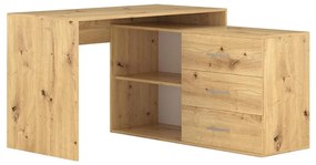 Písací stôl so zásuvkami a univerzálnym rohom P/L JULES dub artisan