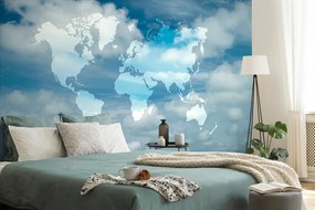 Samolepiaca tapeta mapa sveta s nebeským pozadím - 375x250