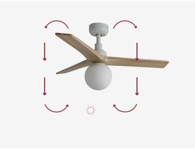 FARO 34281-11L - Stropný ventilátor KLIM S 1xE27/15W/230V borovica/biela + DO