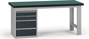Pracovný stôl do dielne G8, 1800 x 750 x 800 mm, 1x kontejner, 4 zásuvky, grafit