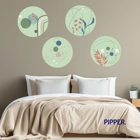 PIPPER. Abstrakt - kolekcia textilných nálepiek na stenu Farba: Zelená