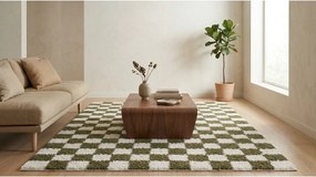 Tmavozelený/krémovobiely koberec 160x230 cm Grida – ESTE