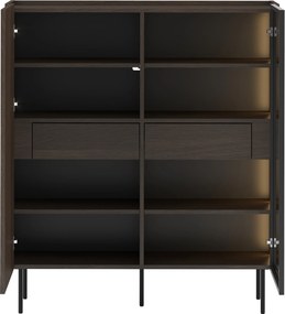 Dvojdverová vitrína Dunari 120 cm s ukrytými zásuvkami - dub dunin