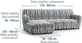 Bielastické poťahy OCEANO NOVÉ šedo-modré sedačka s otomanom vľavo (š. 170 - 300 cm)