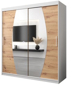Šatníková skriňa 180 cm Eclipse (biela matná + dub artisan). Akcia -24%. Vlastná spoľahlivá doprava až k Vám domov. 1063415