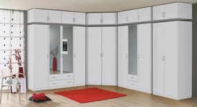 Rohová šatníková skriňa Case, biela