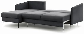 Rozkladacia rohová sedačka Taila Mini ľavá - šedý zamat Velluto 18 / čierne nožičky