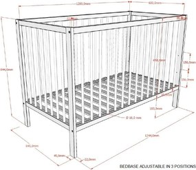 Hnedá postieľka z bukového dreva s nastaviteľnou výškou 60x120 cm Dino – Vipack