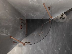 Mexen Lunar, polkruhový výklopný sprchový kút 100 x 100 cm, 8mm číre sklo, profil medená matná, 833-100L-100P-65-00