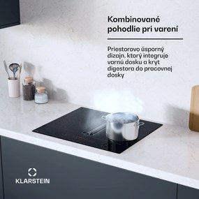 Klarstein AirJet Hybrid Down Air System, Indukčná varná doska s integrovaným digestorom, 477 m³/h, EEK A+