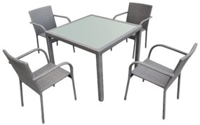 ZÁHRADNÝ KOMPLET ECCELLENTE 4 x STOLIČKA + STÔL ŠEDÝ