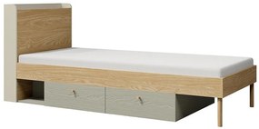Posteľ Yuki 13 P/L Eukalyptus/Sivá Béžová/Olejovaný Dub
