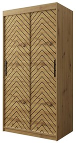 Moderná šatníková skriňa Ratintu 1 100 cm, zásuvka: nie, Farby: dub artisan / dub artisan + čierna