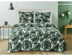 Mikroplyšové posteľné obliečky s motívom monstery Rozmer: 160x200 + 2x 70x80
