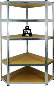 ROHOVÁ POLICA, 5 ÚROVŇOV, 180 x 90 x 30 CM, NOSNOSŤ POLICE: 175 KG *0892