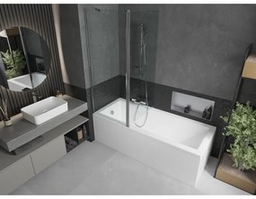 Mexen Flip, vaňová zástena 1-krídlová 140 x 150 cm, otočné krídlo, 6 mm číre sklo, chrómový profil, 894-140-101-01-00