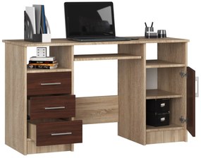 Volně stojící psací stůl Ana 124 cm dub sonoma/wenge