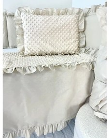 Set do kočíka béžový – deka a vankúšik, obojstranný 100% bavlna a hebká minky, pohodlie pre bábätko