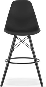 AKCIA Čierna barová stolička CARBRY LAMAL s čiernymi nohami II. akosť
