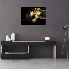 Sklenený obraz - Zlatá škraboška (70x50 cm)