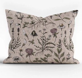 Bavlnená obliečka na vankúš Renforcé 70 × 90 cm - Herbár béžový