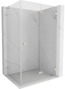 Mexen Lunar-F L, 1-krídlový sprchový kút so skladacími dverami, pravý, 95 x 70 cm, 8mm číre sklo, brúsená oceľ profil, 836L-095-070-97-00-P