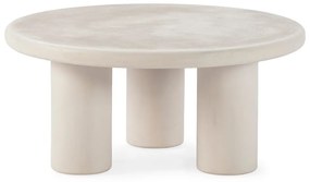 Krémovobiely okrúhly konferenčný stolík v dekore kameňa ø 80 cm Iriel – MOME