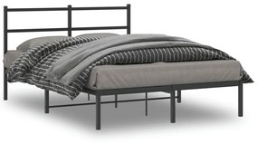 Kovový rám postele s čelom čierny 135x190 cm 355364