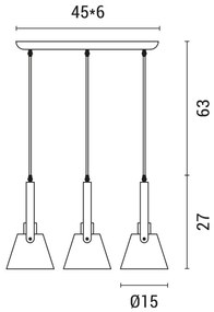 Luster na lanku 3xE27/40W/230V biela