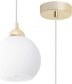 Závesné svietidlo Eliza, 1x biele sklenené tienidlo, g