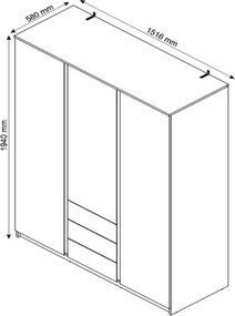 Šatníková skriňa Carlos, biela, 152 cm