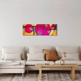 Abstraktný obraz s historickými symbolmi (s hodinami) (90x30 cm)