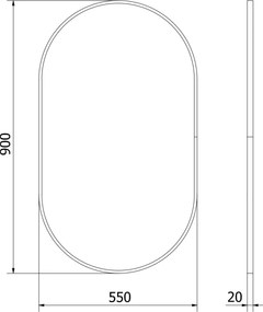 Mexen Loft oválne kúpeľňové zrkadlo 90 x 55 cm, čierny rám - 9851-090-055-000-70