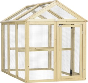 PawHut Drevená sliepňová búda 140 x 88,5 x 106 cm - Prírodná | Aosom