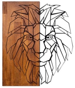 Nástenná drevená dekorácia LION hnedá/čierna