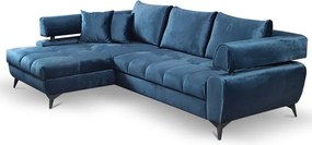 Rohová sedacia súprava Paris, modrá látka, ľavý roh