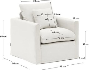 Biele ľanové kreslo Nora – Kave Home