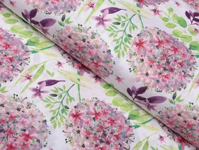 Biante Bavlnené posteľné obliečky Sandra SA-385 Ružové cibuľové kvety na bielom Predĺžené 140x220 a 70x90 cm