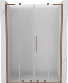 Mexen Velar L Duo, posuvné sprchové dvere do otvoru 150 cm, 8mm sklo námraza, medená matná, 871-150-003-32-65